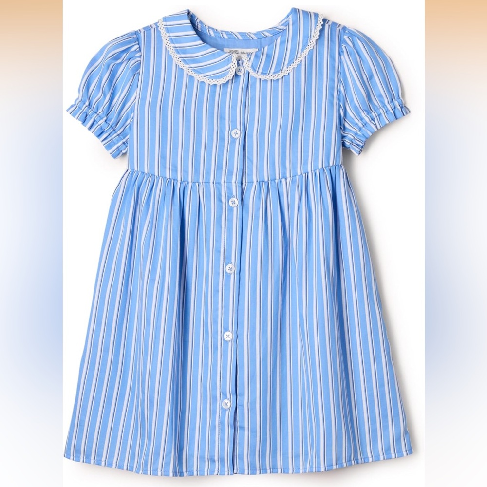 NWT Blue & white striped cotton dress with Peter Pan collar- preppy- old money